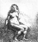REMBRANDT Harmenszoon van Rijn Seated female nude Germany oil painting artist